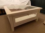 Vierkante salontafel met glasplaat, Huis en Inrichting, Tafels | Salontafels, Ophalen, Gebruikt, 50 tot 100 cm, Vierkant