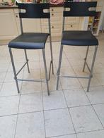2 leuke moderne barkrukken  ( zwart / zilver ), 2 krukken, Ophalen, Zo goed als nieuw
