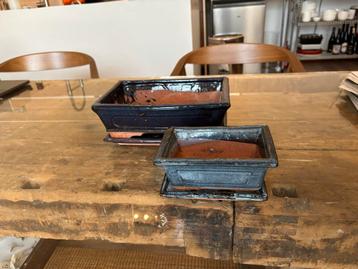 2x Bonsai Bloempotten met Schotel beschikbaar voor biedingen