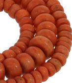 Bloedkoraal antieke kaasjes ketting 14k gouden slot dames, Verzenden, Goud, Ketting, Met edelsteen