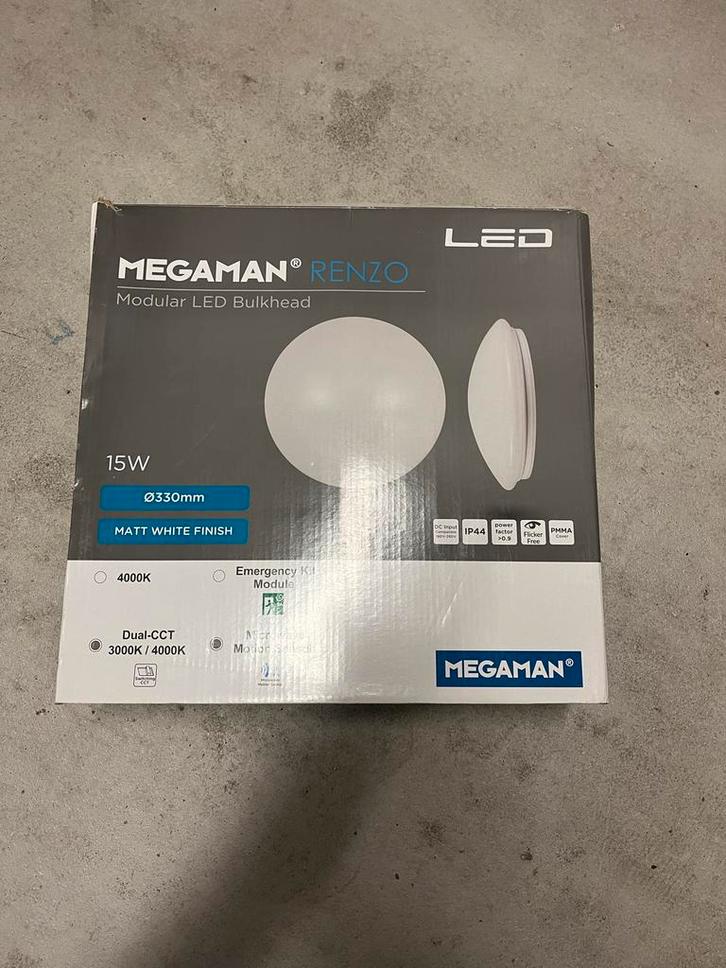 3x Nieuwe Megaman Renzo LED plafondlamp – Ø33cm 15W Dual-CCT, Huis en Inrichting, Lampen | Plafondlampen, Nieuw, Kunststof, Ophalen