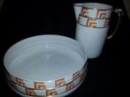 Lampetset met schaal Art Deco bruin wit, Ophalen of Verzenden
