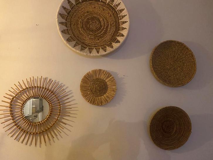 Wanddecoratie rotan manden, Huis en Inrichting, Woonaccessoires | Wanddecoraties, Zo goed als nieuw, Ophalen