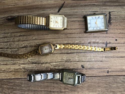 3 vintage dameshorloges – Seiko / Lisha / retro rechthoek, Verzamelen, Overige Verzamelen, Gebruikt, Ophalen of Verzenden
