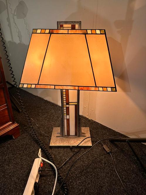 Antieke Tiffany Tafellamp | Zeer zware kwaliteit | 85 CM, Huis en Inrichting, Lampen | Tafellampen, Gebruikt, 75 cm of meer, Glas