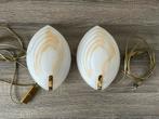 2 wandlampjes - 24 x 16 cm - wit gevlamde melk glas, Huis en Inrichting, Ophalen of Verzenden, Zo goed als nieuw, Glas
