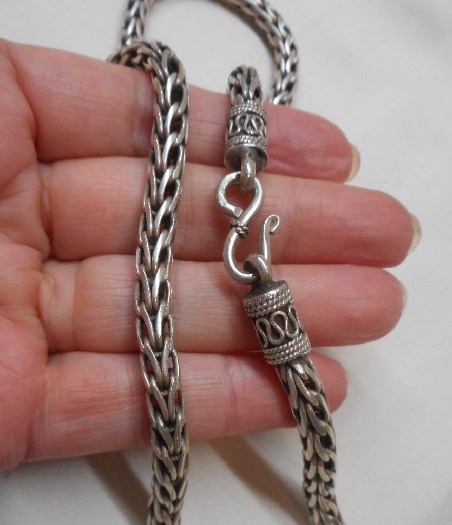 Zilveren vossenstaart ketting met Balinese sluiting nr.858, Verzenden, Zo goed als nieuw, Zilver, Zilver