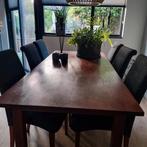 Massieve kersenhouten eetkametafel met 6  stoelen, Ophalen, Gebruikt, 200 cm of meer, 50 tot 100 cm