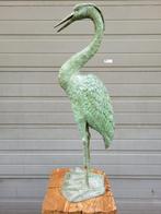 Grote bronze reiger tuinbeeld kunstwerk waterspuwer fontein, Verzenden, Zo goed als nieuw, Metaal, Dierenbeeld