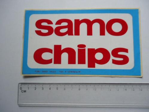 sticker oud SAMO CHIPS 74 logo belgie vintage retro, Verzamelen, Stickers, Zo goed als nieuw, Bedrijf of Vereniging, Verzenden