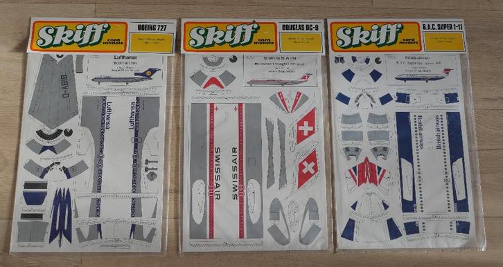 Vintage 70's SKIFF 3 Card Models bouwplaten vliegtuigen, Hobby en Vrije tijd, Modelbouw | Vliegtuigen en Helikopters, Nieuw, Vliegtuig