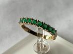 Gouden ring Smaragd, Sieraden, Tassen en Uiterlijk, Ringen, 18 tot 19, Verzenden, Zo goed als nieuw, Met edelsteen