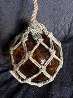 Vintage glazen glas amber Vissersboei vissersbal drijver, Antiek en Kunst, Ophalen of Verzenden