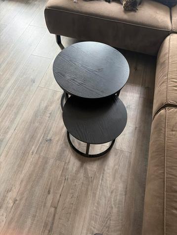 Salontafel Set Mangohout Zwart - 2 Stuks beschikbaar voor biedingen