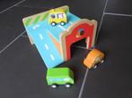 Houten mini garage met drie auto’s, Djeco., Ophalen of Verzenden, Zo goed als nieuw, Overige typen