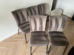 5 Grijze Velvet Eetkamerstoelen - Setprijs, Huis en Inrichting, Stoelen, Ophalen, Gebruikt, Vijf, Zes of meer stoelen, Stof