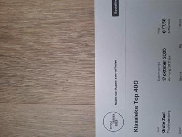 2 tickets klassieke top 400 Vredenburg Utrecht 17 oktober  beschikbaar voor biedingen