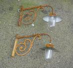 2 maal smeedijzeren stallamp buitenlamp gevellamp tuinlamp, Antiek en Kunst, Curiosa en Brocante, Ophalen