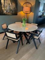 Ronde marmeren eettafel – Roman onderstel – 140 cm, Ophalen, Overige materialen, Gebruikt, Rond