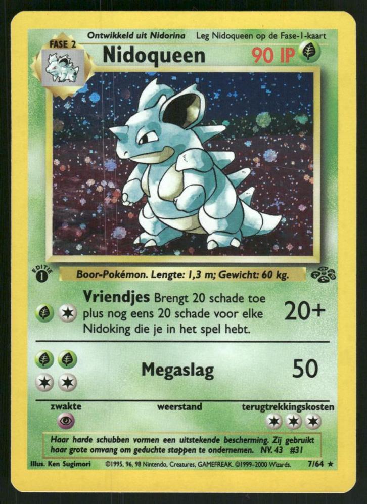 Nidoqueen 7/64 - Jungle (1st edition) (NL) (NM), Hobby en Vrije tijd, Verzamelkaartspellen | Pokémon, Gebruikt, Verzenden