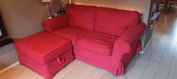 Ikea ektorp hoes rood 2 zitbank en poef - afbeelding 2