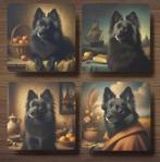 Schipperke Rembrandt stijl onderzetters met houder, Ophalen of Verzenden, Nieuw, Glas of Kopje