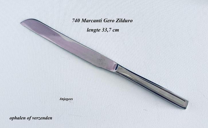 740 Marcanti Gero Zilduro 1 Broodmes 33,7 cm Gekarteld rvs, Antiek en Kunst, Antiek | Bestek, Ophalen