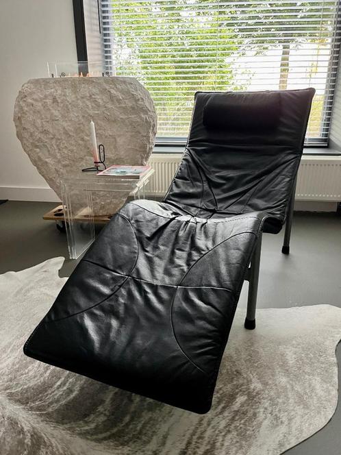 Chaise Longue | Loungestoel | Ligstoel | Relaxstoel | Leder, Huis en Inrichting, Fauteuils, Gebruikt, Leer, Metaal, Stof, Ophalen