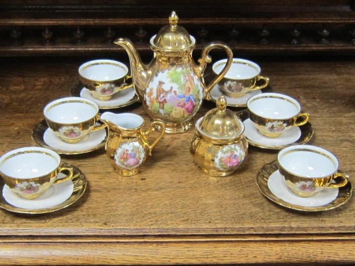 barok verguld mokka servies, Antiek en Kunst, Curiosa en Brocante, Ophalen of Verzenden