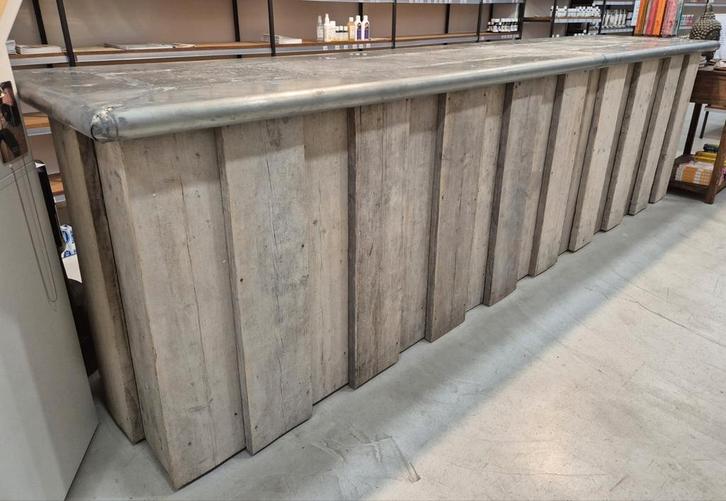 Prachtige degelijke toonbanken van steigerhout en zink, Huis en Inrichting, Barren, Gebruikt, Ophalen