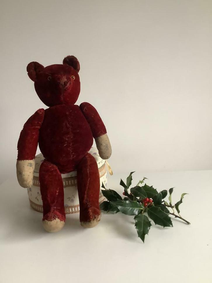 leuke vintage kerst teddybeer, Verzamelen, Beren en Cherished Teddies, Gebruikt, Stoffen beer, Overige merken, Ophalen of Verzenden