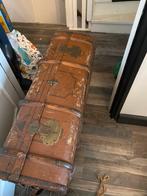 Antieke hutkoffer vintage koffer oude bagage, Gebruikt, Leer, Ophalen of Verzenden, 45 tot 55 cm