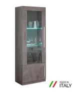 Vitrinekast Granada Hoogglans wit-marmer grijs-SALE, Ophalen, Nieuw, 50 tot 100 cm, 150 tot 200 cm