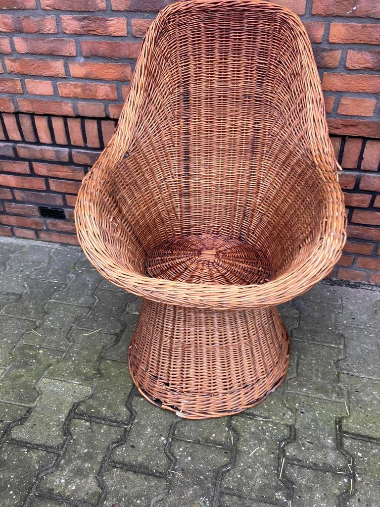 Rieten kuipstoeltje, Tuin en Terras, Ophalen of Verzenden, Gebruikt, Rotan