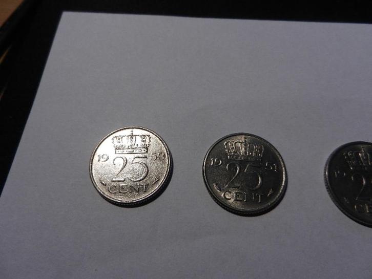 kwartjes  jaren 50 zie foto,s, Postzegels en Munten, Munten | Nederland, Losse munt, 25 cent, Koningin Juliana, Ophalen of Verzenden