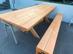 Buiten tafel met kruispoten, 200 cm of meer, Zo goed als nieuw, Rechthoekig, 50 tot 100 cm