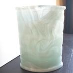Lichtgroene witte marmerlook glazen vaas Spaans 2603, Minder dan 50 cm, Groen, Glas, Ophalen of Verzenden