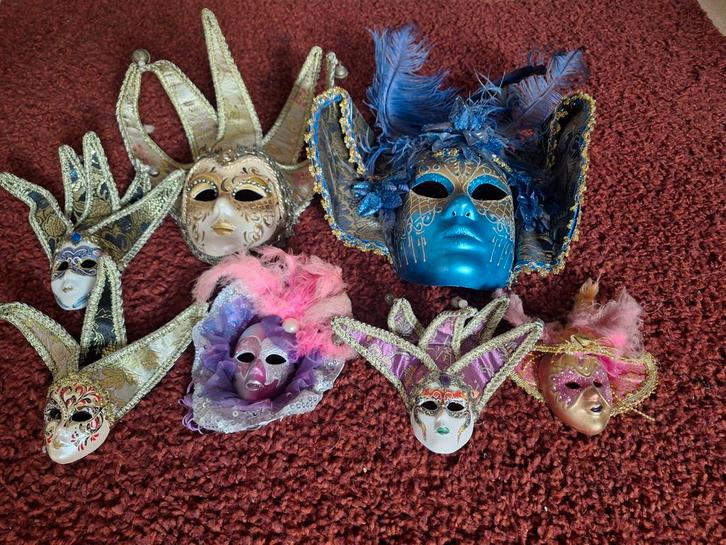 Venetiaanse Maskers - Set van 7, Antiek en Kunst, Curiosa en Brocante, Ophalen of Verzenden