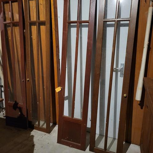 Oude eikenhouten deurtjes met glas, Doe-het-zelf en Verbouw, Deuren en Horren, Gebruikt, Binnendeur, Minder dan 200 cm, Glas, Ophalen
