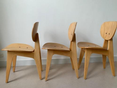 Tendo Mokko houten vintage stoelen (3) – Junzo Sakakura, Huis en Inrichting, Stoelen, Zo goed als nieuw, Drie, Hout, Bruin, Ophalen