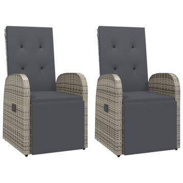 Tuinstoelen 2 st verstelbaar met kussens poly rattan beschikbaar voor biedingen