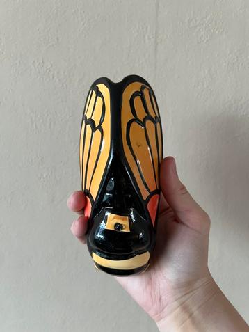 Vintage Franse Cigale muurhanger vaasje droogbloemen retro beschikbaar voor biedingen