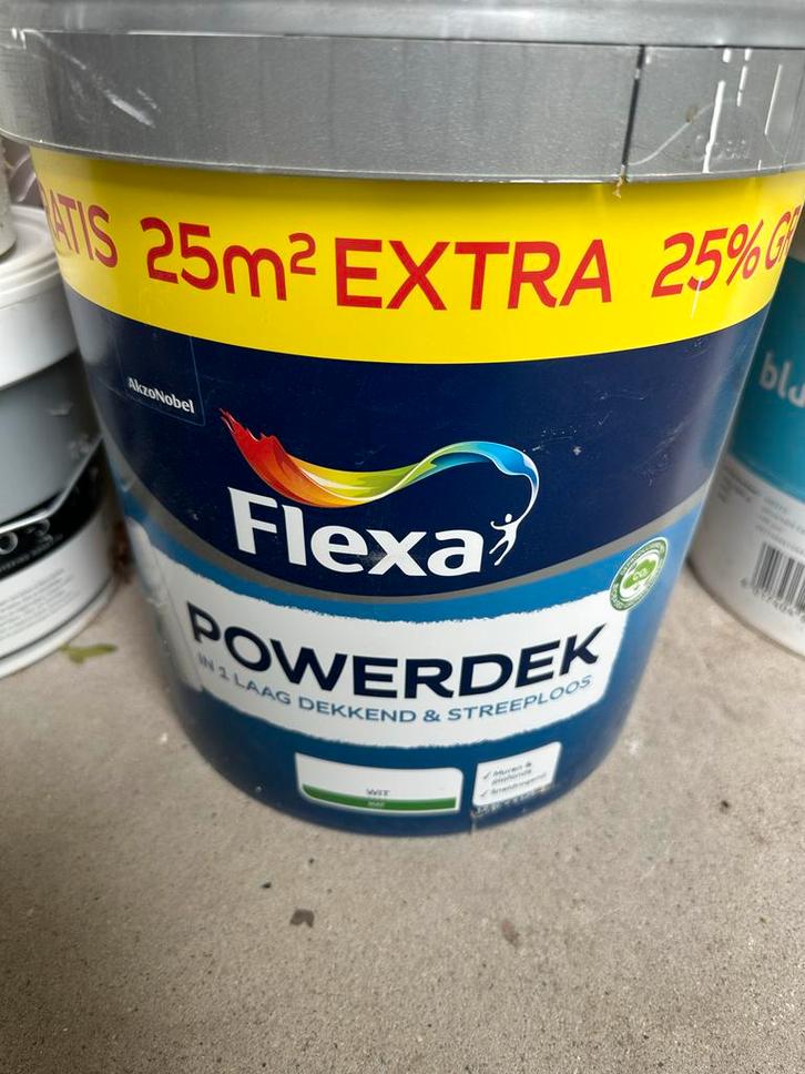 Flexa Powerdek Muurverf Wit, Doe-het-zelf en Verbouw, Verf, Beits en Lak, Gebruikt, Verf, Minder dan 5 liter, Wit, Ophalen