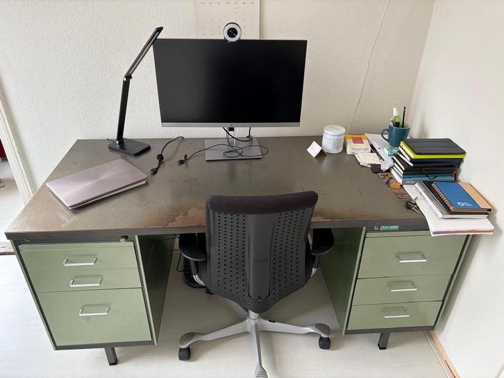 Vintage Gispen Bureau - Retro Design, Huis en Inrichting, Bureaus, Gebruikt, Bureau, Ophalen