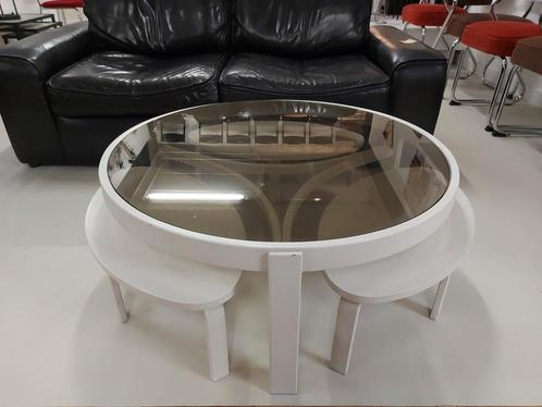 Vintage space age salontafel bijzettafel rookglas tafel, Huis en Inrichting, Tafels | Salontafels, Zo goed als nieuw, Minder dan 50 cm