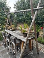 Leuk frans eiken hoge bartafelset, Gebruikt, 6 zitplaatsen, Ophalen of Verzenden, Tuinset
