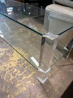 Glazen Salontafel met Acryl Poten, 1025xe, Gebruikt, 100 tot 150 cm, Ophalen of Verzenden