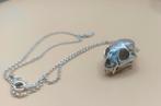 Massief Sterling zilver katten schedel. Hanger met ketting, Ophalen of Verzenden, Nieuw, Zilver, Zilver