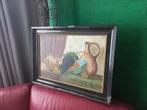 Klassiek schilderij met ''stil leven'' op paneel gesigneerd., Ophalen of Verzenden