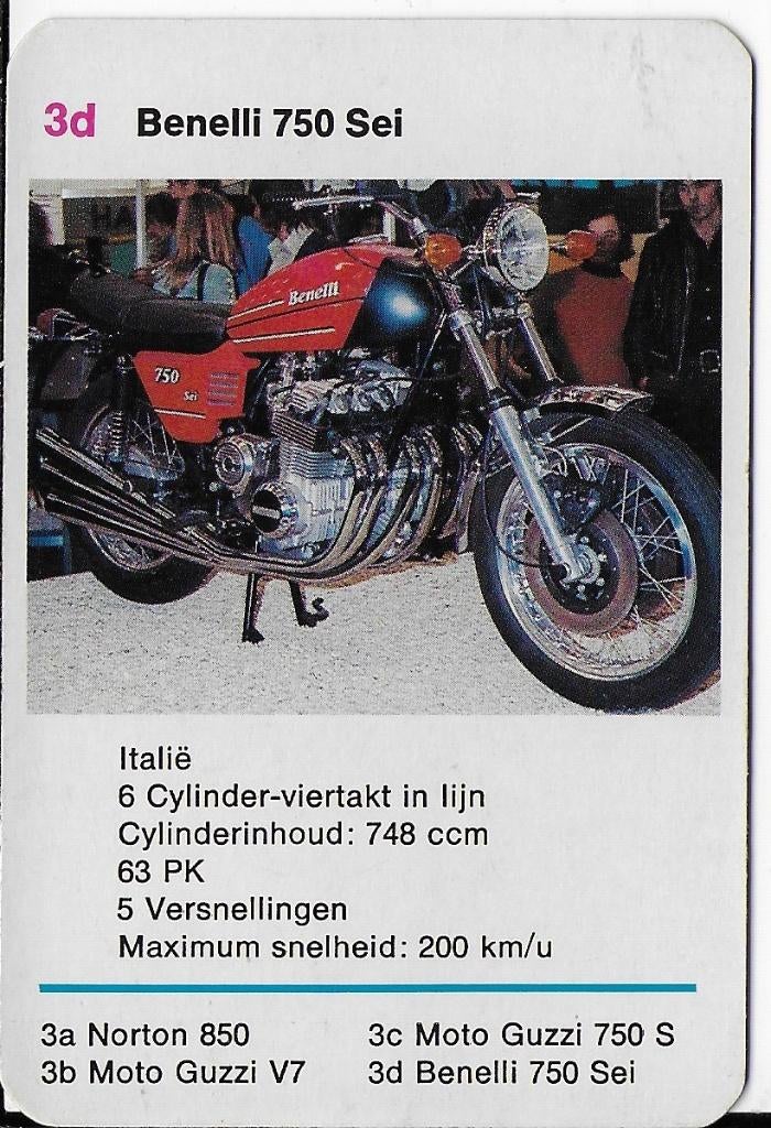 M105 motorkaartje benelli 750 sei ( 3d ), Ophalen of Verzenden, Zo goed als nieuw, Motoren